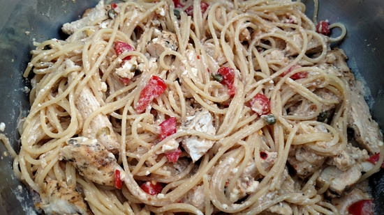 Greek Chicken Pasta with Feta Cream Sauce