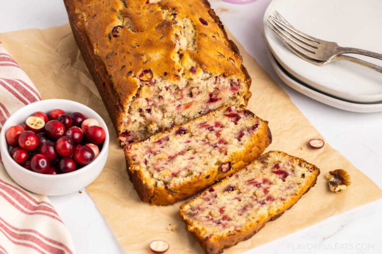 Cranberry Banana Bread with slices to show the inside.