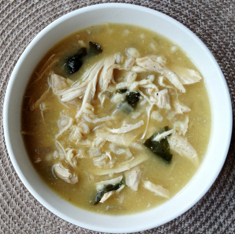 Slow Cooker Lemony Chicken & Barley Soup - Flavorful Eats