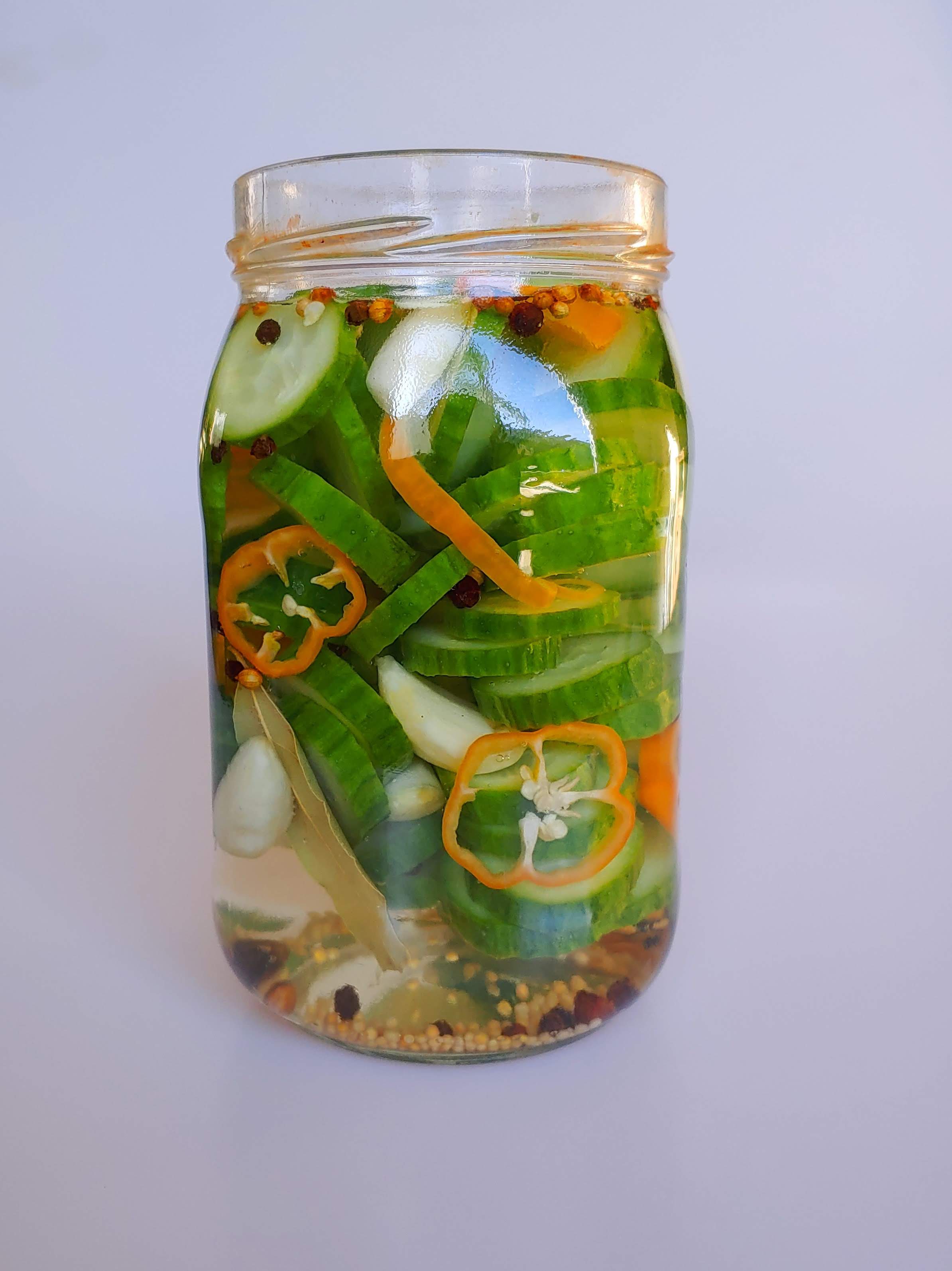 A jar of Habanero Garlic Pickles.