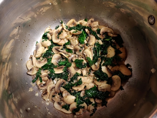 Sauteed mushrooms and kale