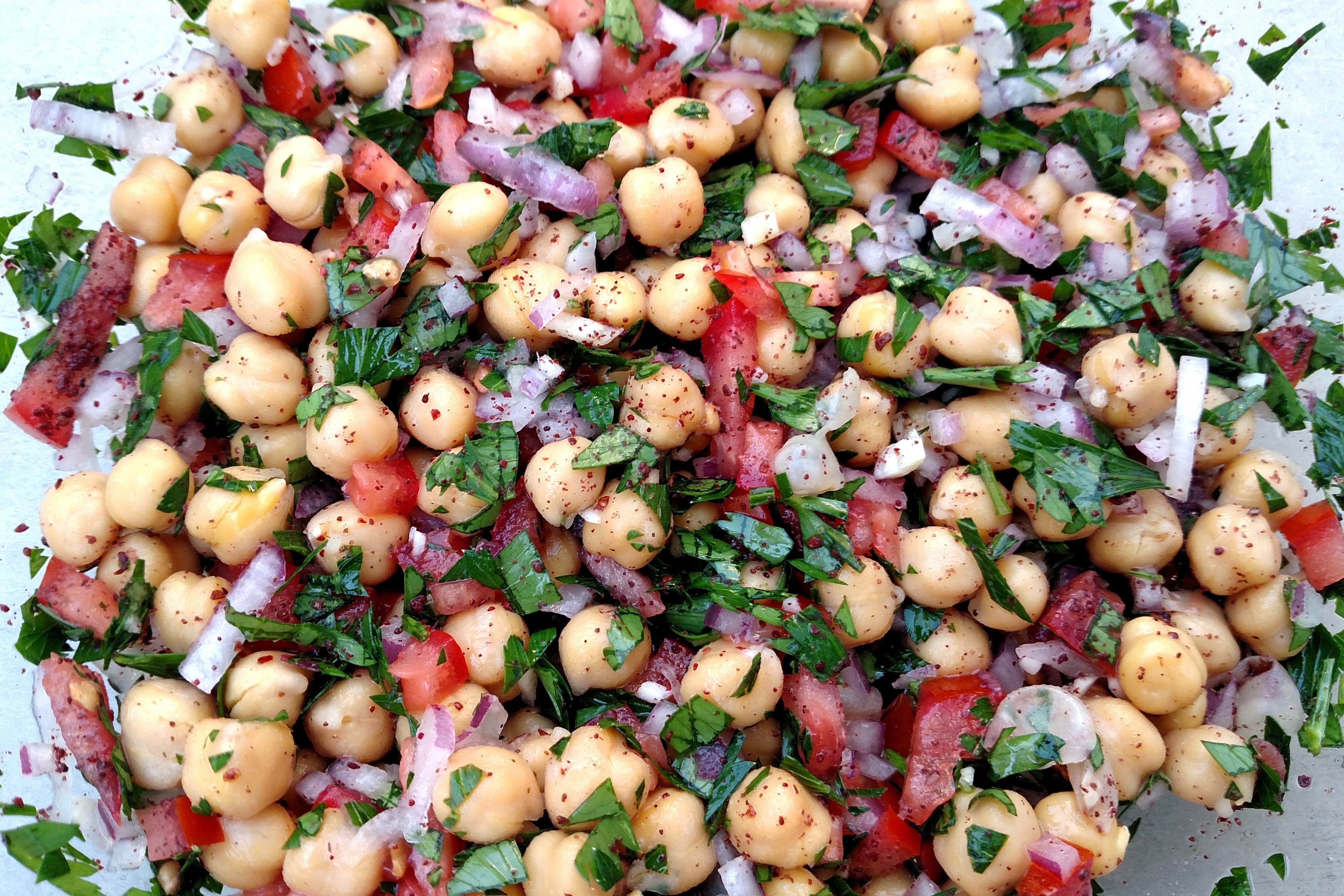 Up close photo of Mediterranean Balela Salad.
