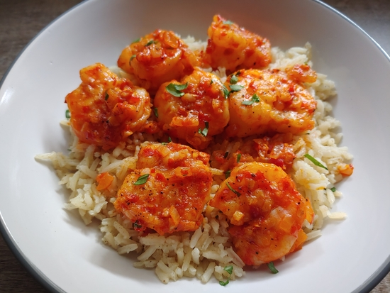 Harissa Shrimp Skillet