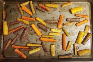 Curry Spiced Roasted Carrots after they have been roasted.