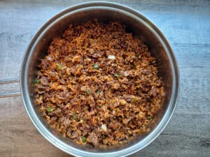 The filling for the Spicy Mexican Stuffed Peppers