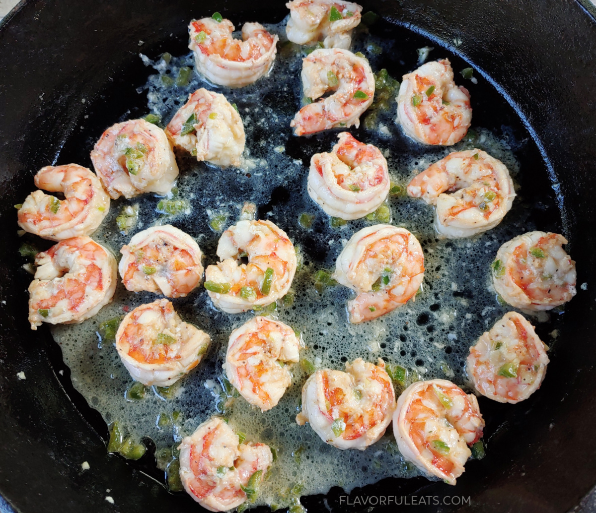 Jalapeno Lime Shrimp in a sauté pan