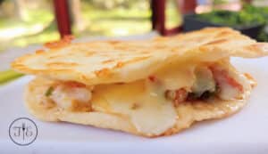 Jalapeno Lime Shrimp in a quesadilla