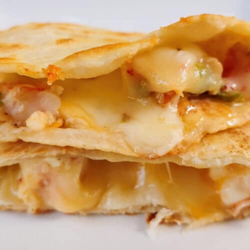 Jalapeno Lime Shrimp in a quesadilla