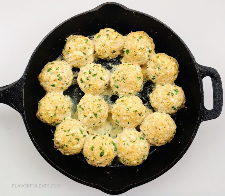 Baked Chicken Parmesan Meatballs - Flavorful Eats