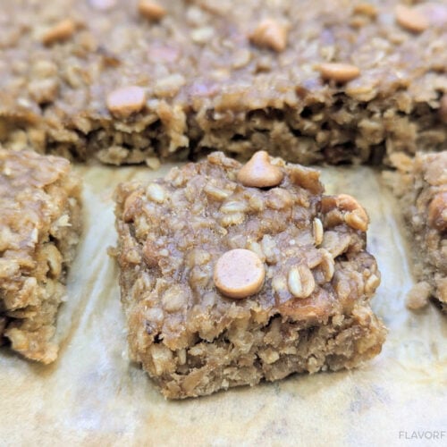 Slow Cooker Peanut Butter Banana Oatmeal Bars cut into squares.