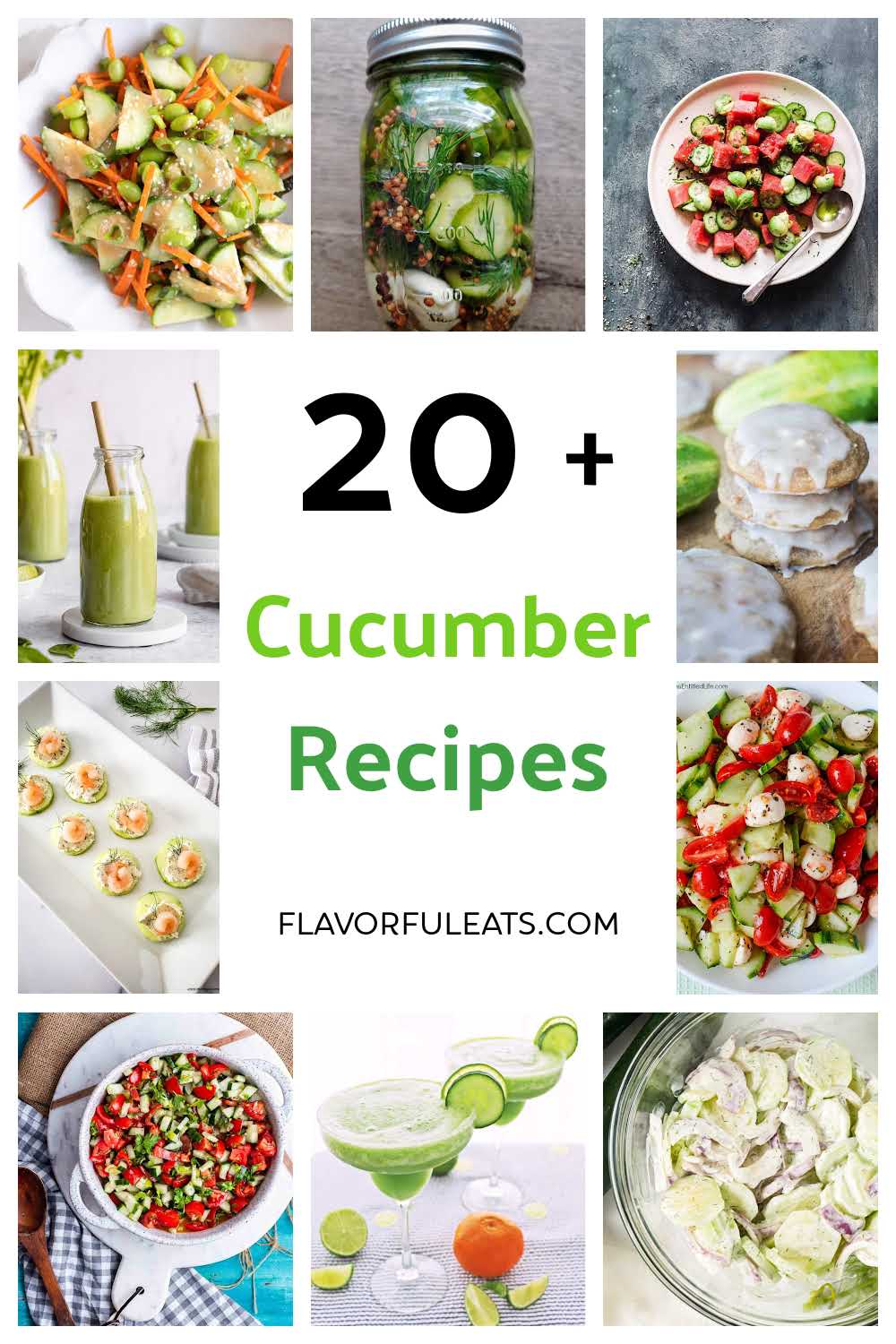 A Pinterest pin for 20+ Cucumber Recipes.