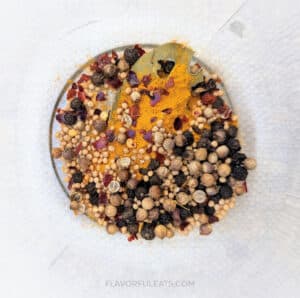 The spices used to make Turmeric Pickled Cauliflower & Carrots