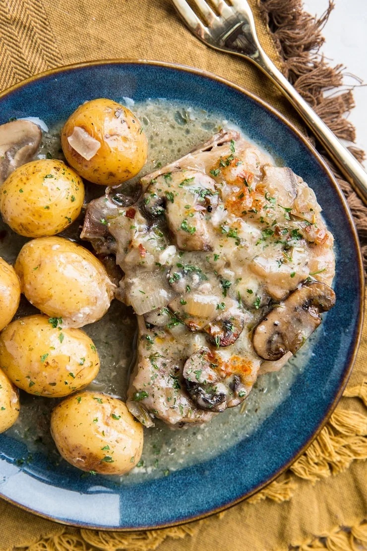 Creamy Crock Pot Pork Chops with Potatoes and Mushrooms