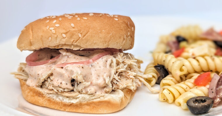 Slow Cooker Chicken Sandwiches with Alabama White Sauce