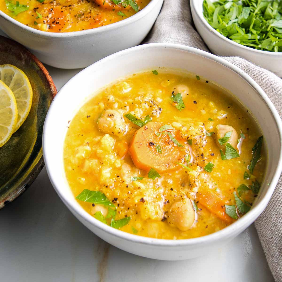 Chickpea Soup with Lemon and Rice