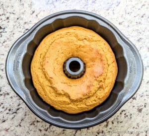 Pumpkin Spice Rum Cake before it's inverted on a serving platter