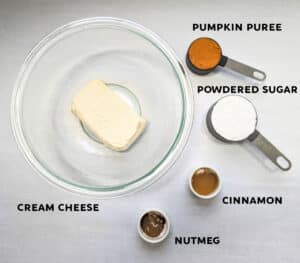 Ingredients needed for Pumpkin Cheesecake Dip