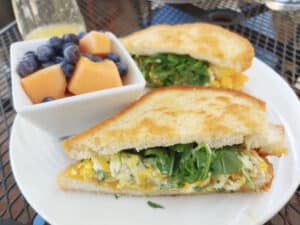 The "Cheddar Breakfast Sandwich" from The Secret Garden Cafe, my inspiration for the Fried Egg Sandwich with Herby Mayo.