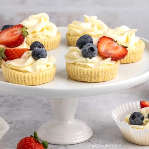 Mini Cheesecake Sugar Cookie Cups on a platter.