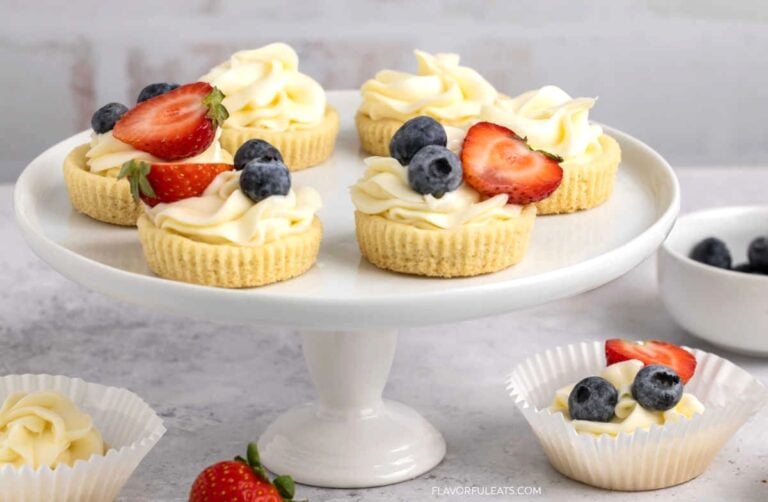 Mini Cheesecake Sugar Cookie Cups on a platter.