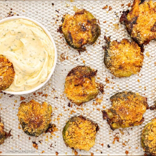 Crispy Smashed Brussels Sprouts with dipping sauce.
