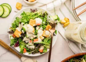 Creamy Roasted Garlic Dressing on a salad.