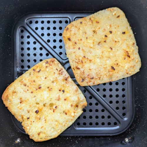 Air Fryer Ciabatta Garlic Bread after it's cooked.