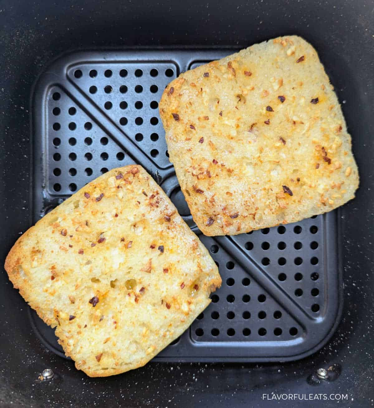 Air Fryer Ciabatta Garlic Bread after it's cooked.